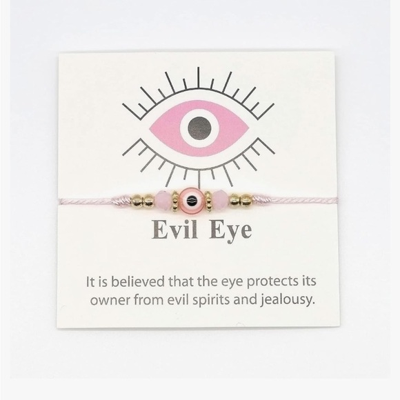 Pink Evil Eye Bracelet with Gold Accents # 109 - Picture 2 of 5